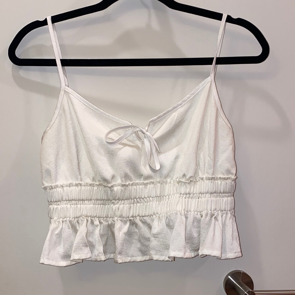 White detailed crop top